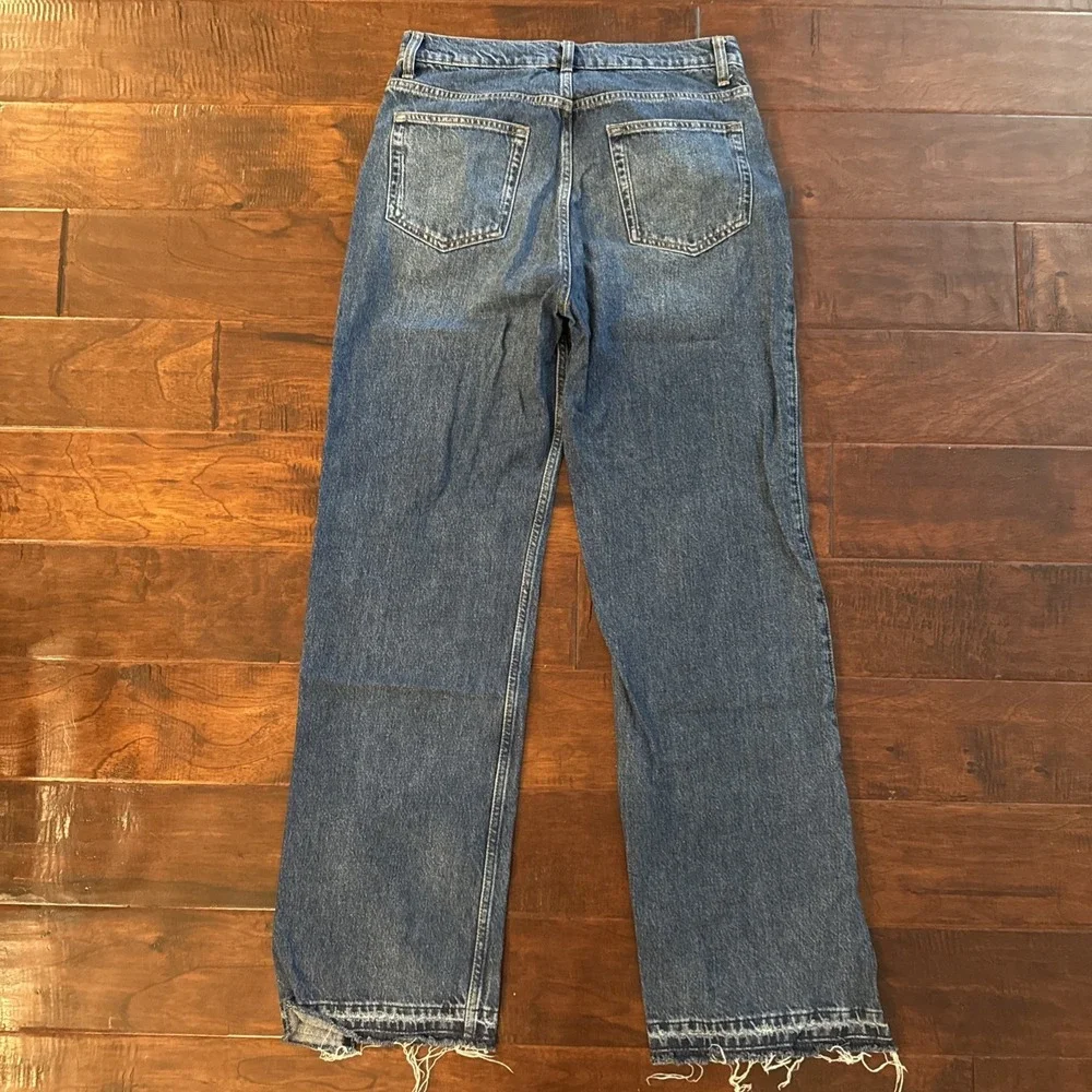Reformation Val 90s Mid Rise Straight Jeans Raw Hem Side Slits Size 28 EUC - Picture 5 of 8